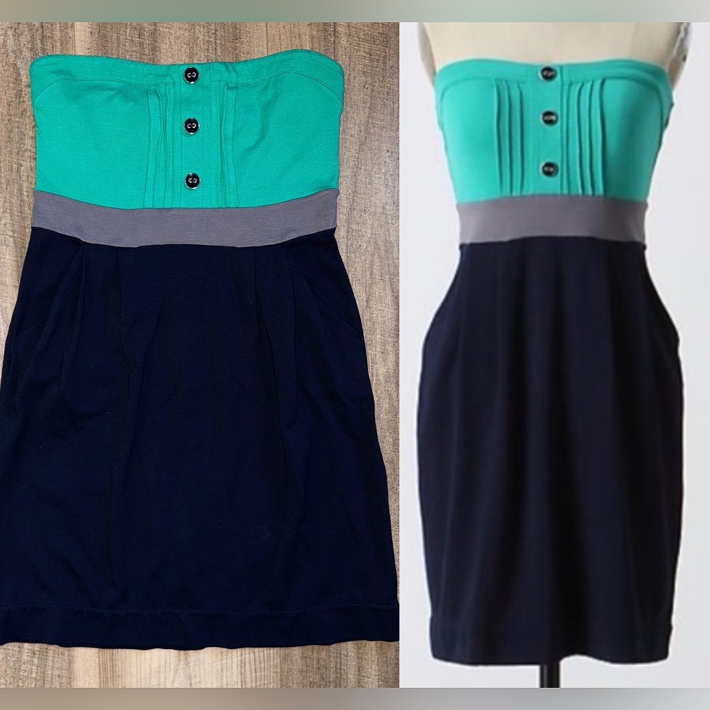 Anthropologie Ric Rac Strapless Color-block Mini Dress